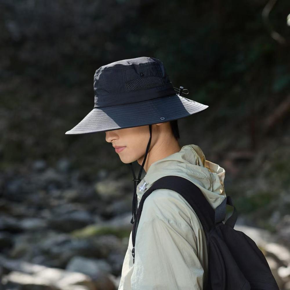 Breathable Mesh Fishing Hat Foldable Fisherman Hat Unisex Panama Cap  Hiking чёрный