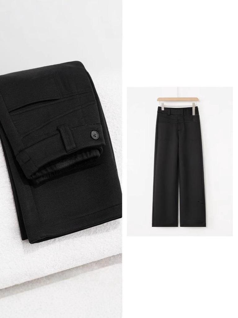 Luxuriöse High Fashion Kaschmirseide High-Waist Schlankmachende Schmale Gerade Bein Hose für Herbst & Winter