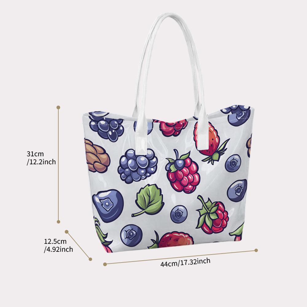 Cute Berry Pattern Tote Bag Casual Lightweight Outdoor Shoulder Handbag for Ladies