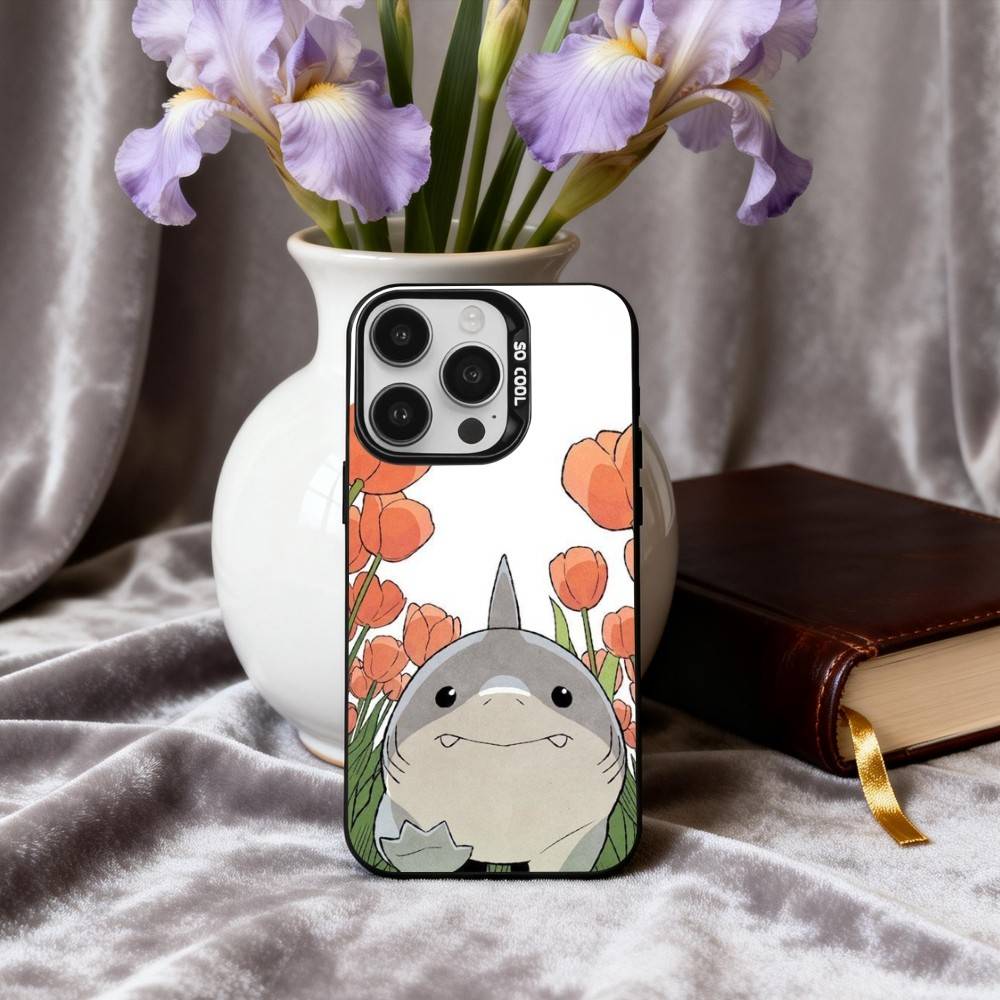 C-Cartoon S-Shark-K Phone Case For iPhone17,16,15,14,13,12,11 Plus,Pro Max Black Candy silver phone case