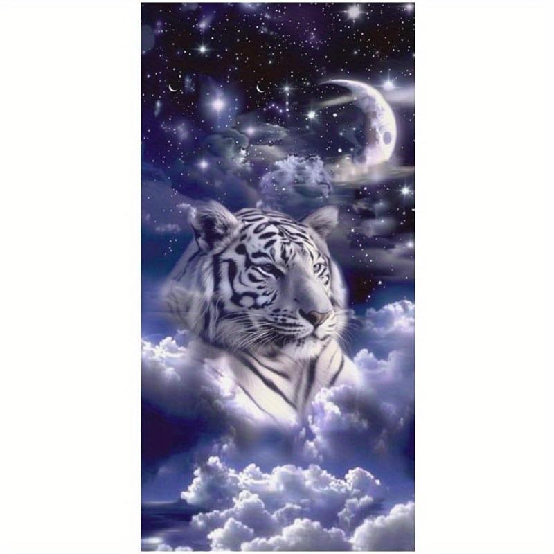 

Beach towel starry white tiger pattern sun protection windproof suitable for swimming pool camping travel blanket W40*H60(CM)