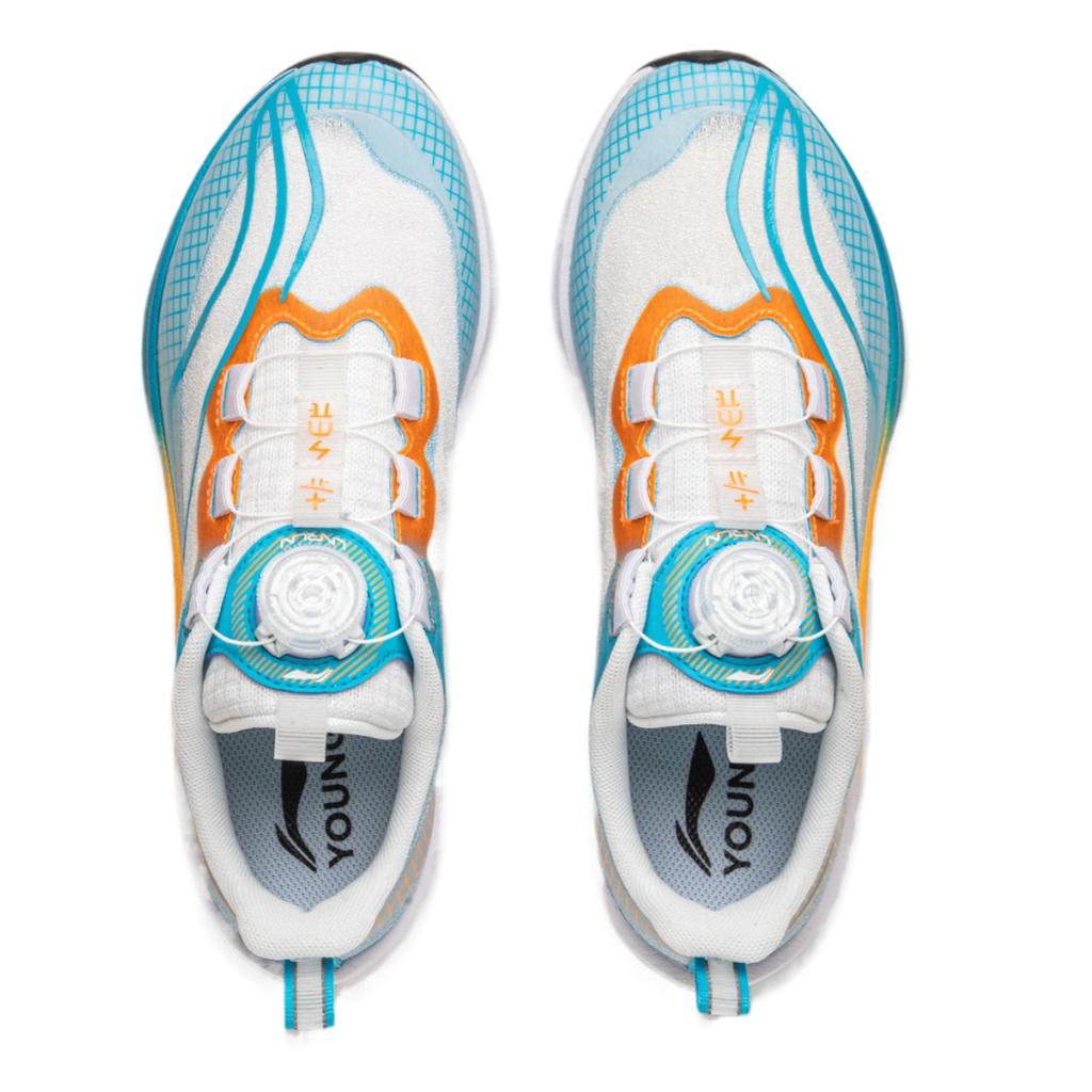 Li Ning Pantofi de Alergare pentru Copii Red Rabbit 7 Pro Tineri Stilati Versatili Confortabili Pantofi de Alergare pentru Copii Standard-White Dolphin-Blue YKFV198-3