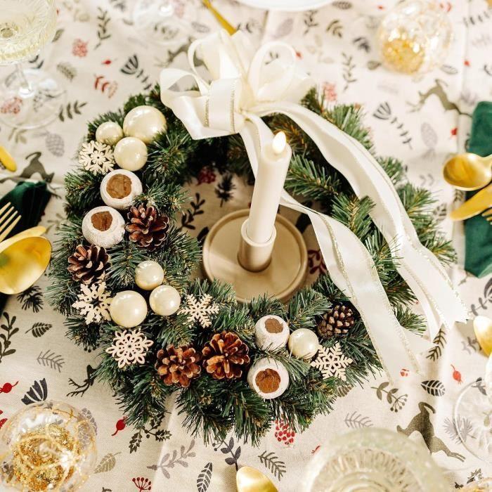 Couronne de Noël - CREATIVE HOME - Diamètre 35 cm - Décoration Extérieure - Vert - Élégance