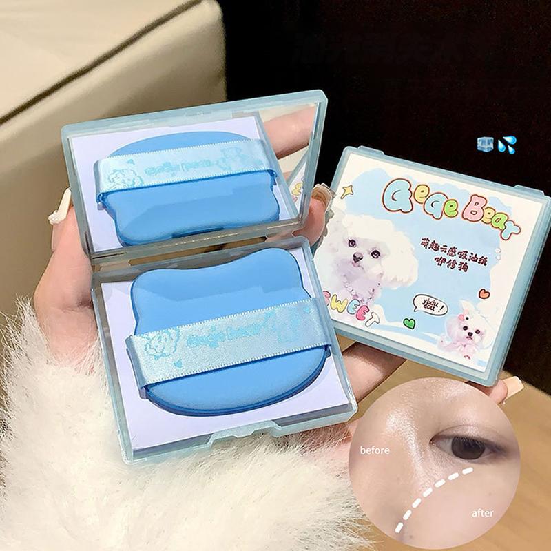 Facial Oil Absorption Paper With Mirror Puff Matte Oil Control Loose Powder Facial Wipes Oil Absorption Facial Clean Beauty