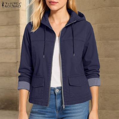Damen Herbst Casual Langarm Kapuzenpullover Dünne Jacken