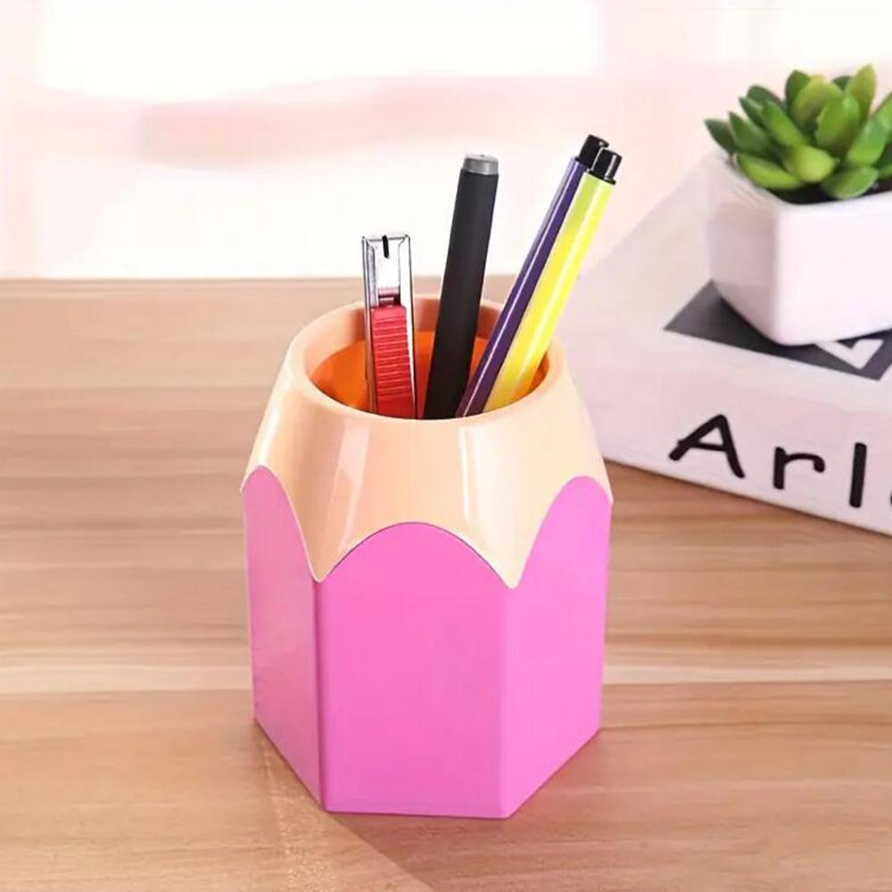 1pc Creative Cute Pencil Holder, Stylish Desktop Storage Pen Holder, Pen Styling Organizer Container, Classroom Home Office Desk розовый