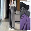 Summer High-Waisted Pleated Ice Silk Straight-Leg Tummy Control Pants - Women's Quick-Drying Fashion Suit Pants