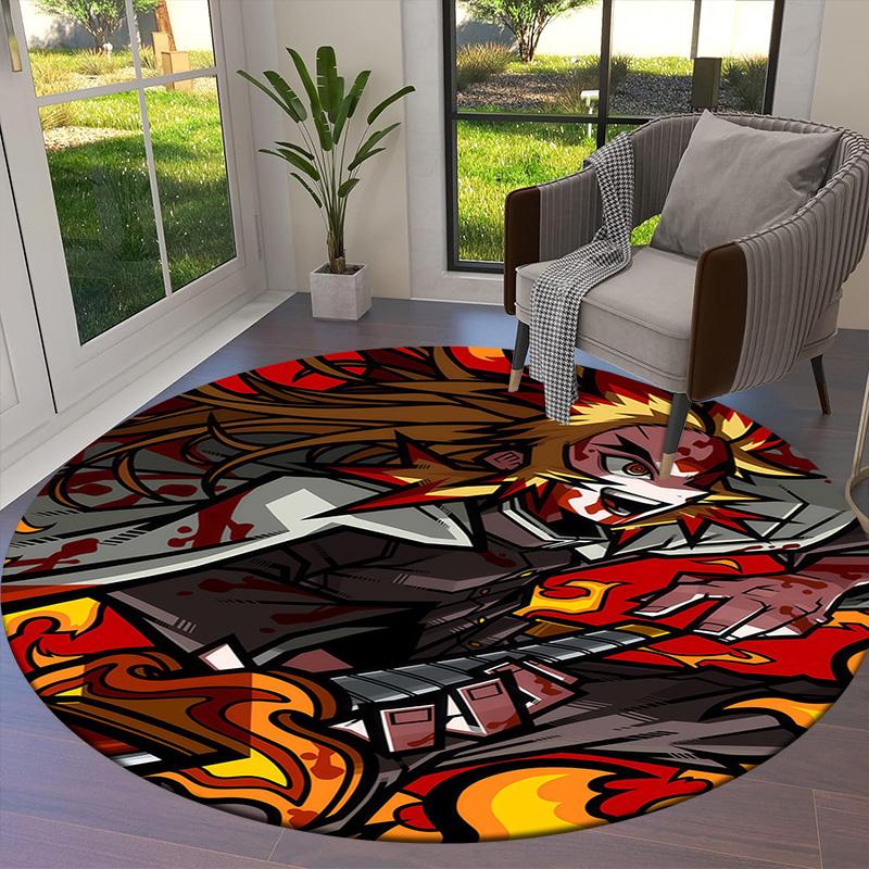 Tappeto Rotondo Demon Slayer Tappeto Tappeto Per Soggiorno Camera Da Letto Divano Sala Giochi Decorazione Tappetino Antiscivolo