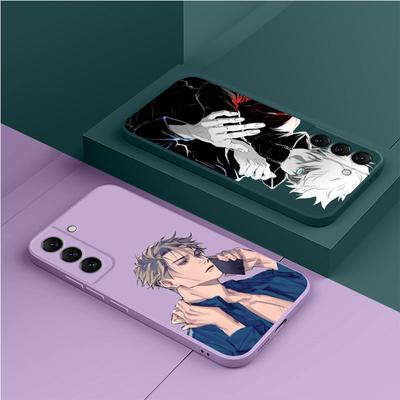 Silikonové čtvercové tekuté pouzdro pro Samsung Galaxy S10 S20 Fe S10e S8 S22 S23 Ultra S9 Plus S21 5g anime pouzdra Jujutsu Kaisen Cover