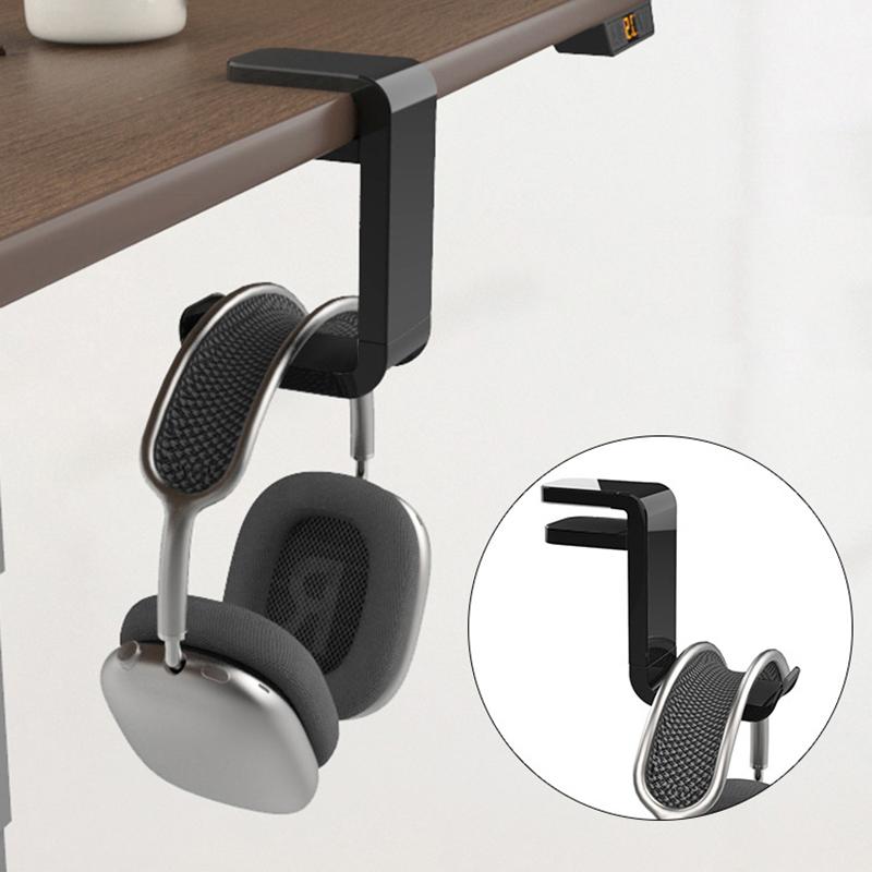 Universal Headset Stand Table Side Hanging Storage Rack 360°Rotating Headphone Organizer Clamp No Punch Desk Hanger For Earphone