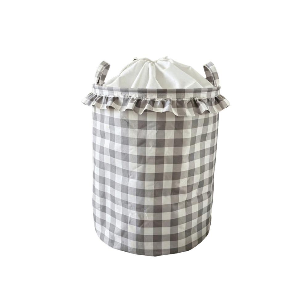 Large Capacity Ruffled Edge Laundry Basket Folding Space Saving Drawstring Storage Basket Dust-proof with Handle Toys Organizers