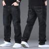 Calça jeans masculina plus size, reta, elástica, casual, primavera e outono, seção fina