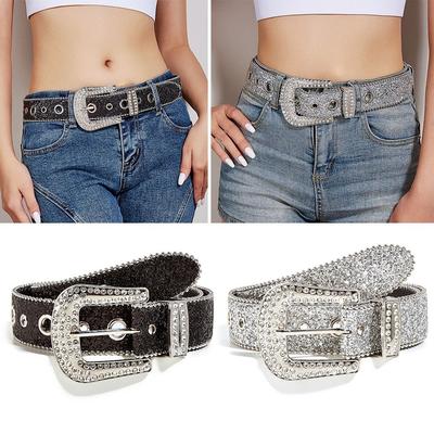 Glitter Rhinestone Belt Bling Crystal Waist Belt Fashion Waistband  Women