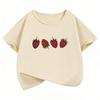 Summer and Spring Casual Top, Fashionable and Sweet Strawberry Print Short-sleeve Children's T-shirt for Girls