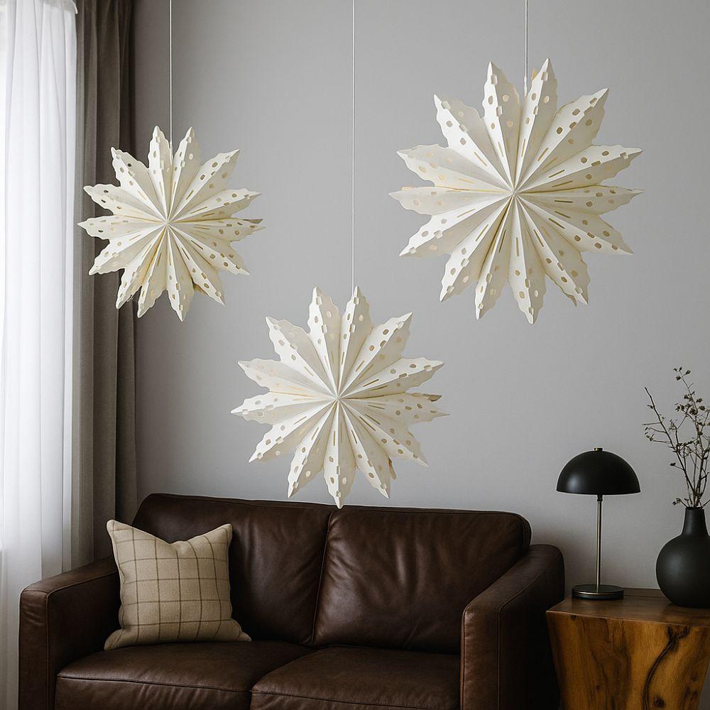 3D Hollow Out Star Paper Lantern White Star Hanging Ornaments  New Year Decor