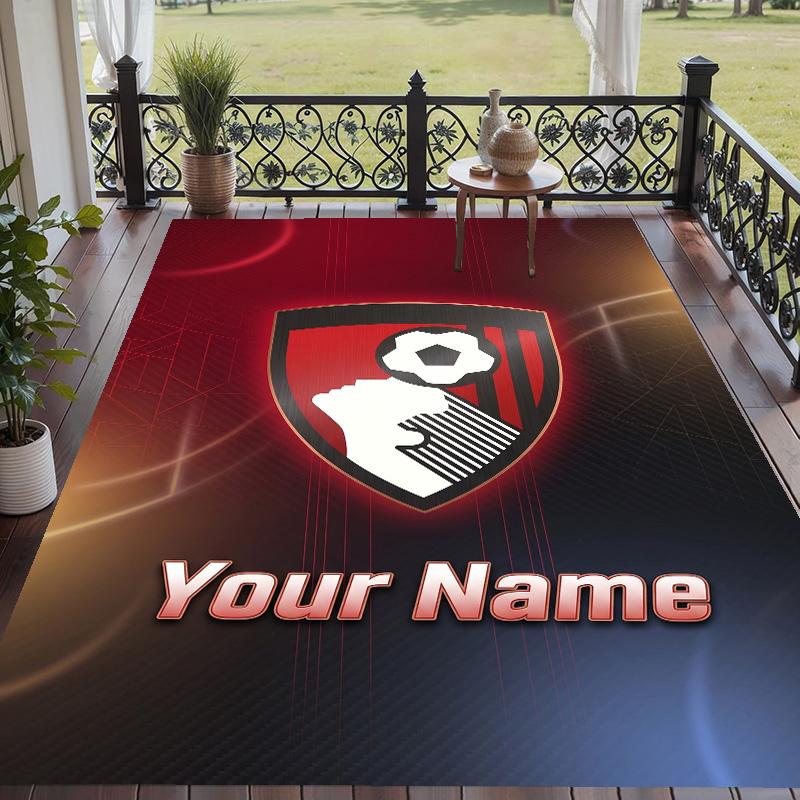 Custom Text Printed Rug Bournemouth Football Non Slip Floor Carpet For Home Room Decor