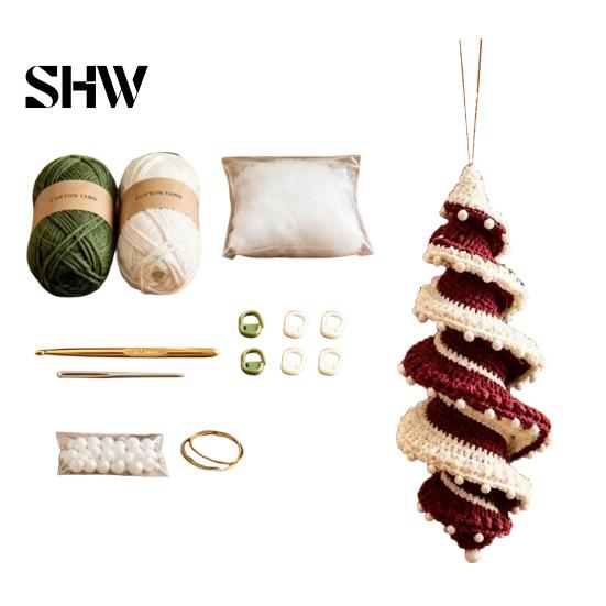 Hobby Creativi Rilassanti Addobbo di Natale Kit per Uncinetto, Albero a Spirale Fai da Te Kit Iniziale di Natale Artigianato Facile per Adulti Kit Decorazione Casa Festiva,