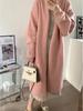 Women's Gray Oversized Knit Sweater Coat: Mid-Length, Over-the-Knee, Autumn/Winter, Thickened Lazy Style.