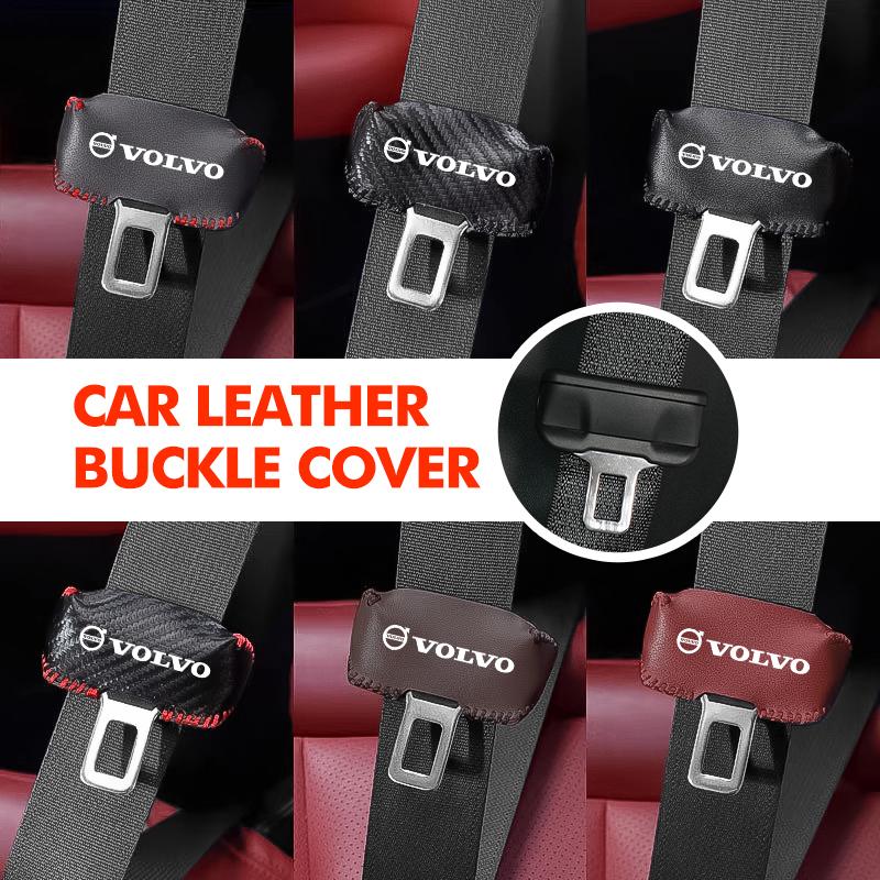 For Volvo 2pcs Leather Car Seat Belt Protective Buckle Anti-Scratch Cover S60 S80 S90 C30 XC40 XC60 XC70 XC90 V40 V60 V90 T6