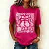 Women's Fashion Casual Short Sleeve T-Shirt with Breast Graphic Print, Round Neck for Daily Wear