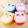 Korean Owl Cartoon Student Lunch Box - Compartmentalized Plastic Microwave Bento Box