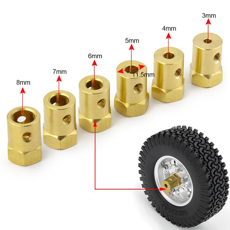 1Pc Wheel Hex Coupling Coupler With Screws Brass Sleeve Adapter Tire Connector 3/4/5/6/7/8Mm For Rc Boat Car Spare Parts