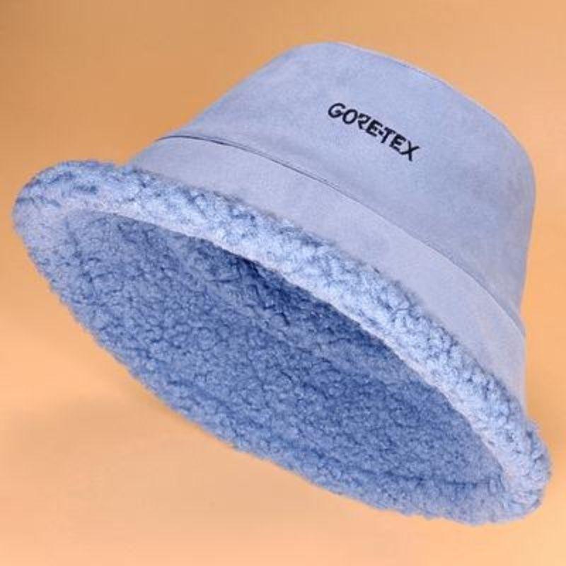 Oboustranný jehněčí plyšový rybářský klobouk ženy podzim zima japonský trend venkovní teplý klobouk bucket ležérní klobouk vyšívaný dopis