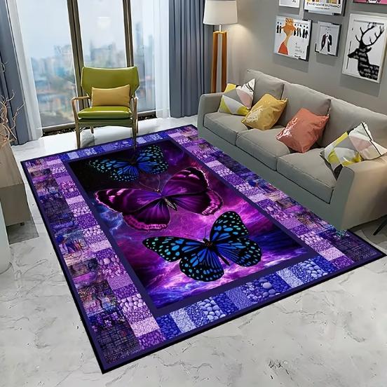 Retro Butterfly Carpet Soft Non Slip Washable, Living Room, Bedroom Entrance Carpets Modern Abstract Carpet Home Decorations