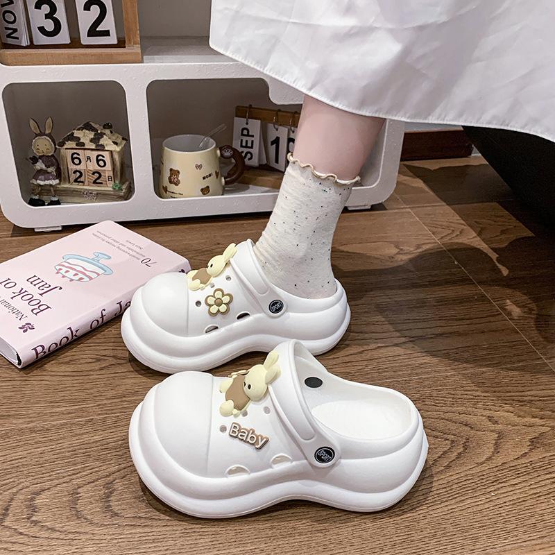 2025 Summer Wear, Step On Shit, Thick-soled Cute Dolls, Hole Shoes, Women's Heightening Bag Head, Girl's Heart Two Wear Sandals