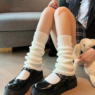 JK 70cm Leg Warmer Y2K Punk Gothic Knitted Foot Cover Crochet Socks Boot Cuffs 1Pair High Quality Foot Warmers JK Bubble Socks