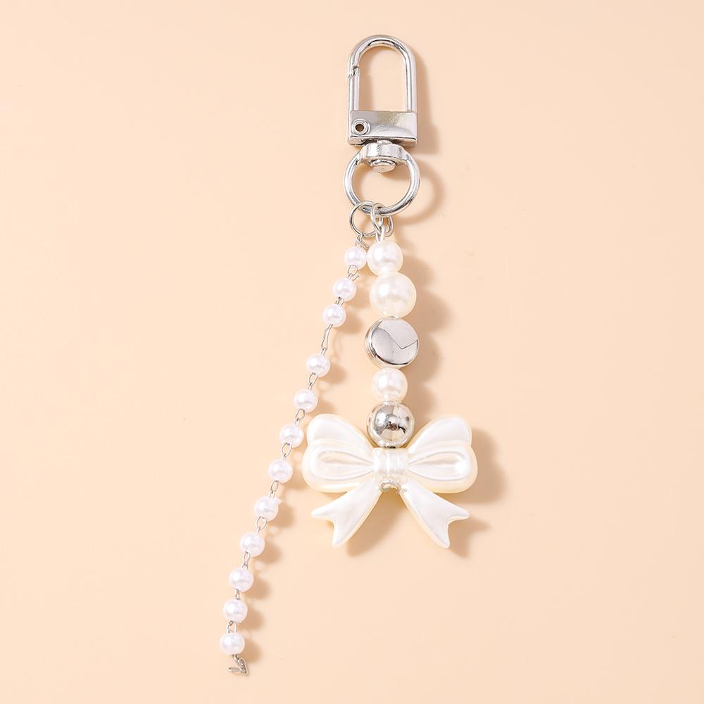 

Pretty Pearl Shell Keychain Women Girls Rhinestones Beads Key Ring Pendants for Handbag Decor DIY Key Chain Jewelry Gifts