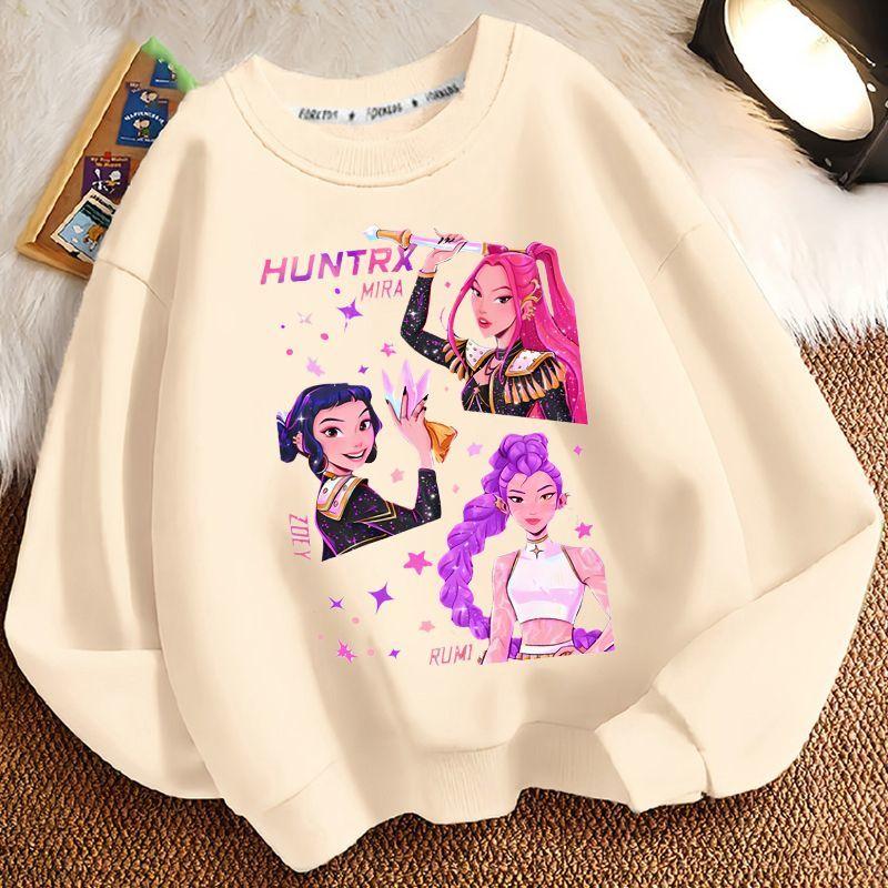 Children's Trendy Witch Hunt Team Round-neck Hoodies for Autumn and Winter, Loose Long-sleeved Casual Tops for Boys and Girls