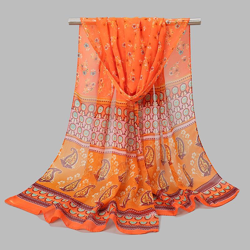 1Pc Muslim Chiffon Hijab Scarf For Women Summer Print Thin Scarves Soft Shawl Foulard Viscose Autumn Female Sunscreen Wrap Shawl
