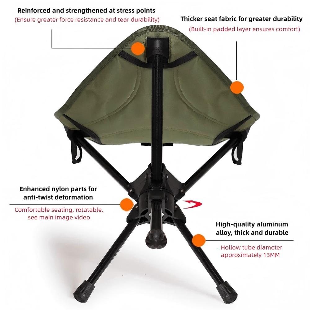 Outdoor Portable Folding Rotating Stool Aluminum Alloy Minin Chair Camping Fishing Chair Picnic Lightweight