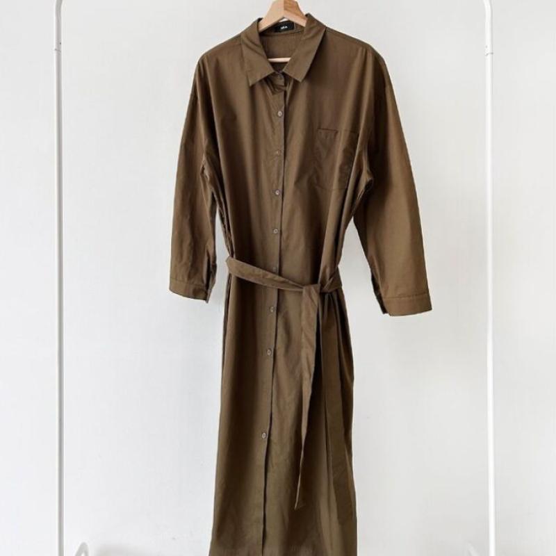 New Arrivals Open Run Belt Dress Spring Trench Layered Loose Fit Shacket Long