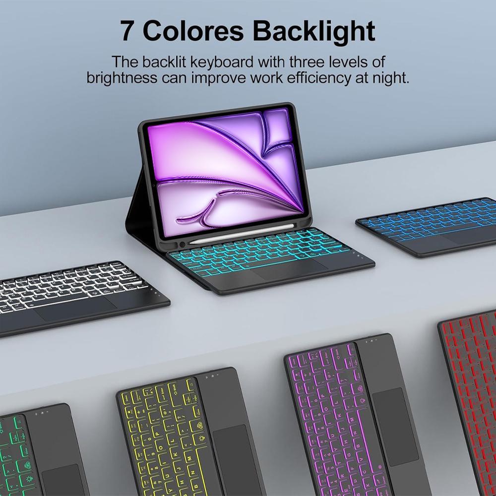 Case for iPad Air 11 Inch (M2) (M3) ,Bluetooth Keyboard Cover for iPad Air 4th 5th 10.9-inch