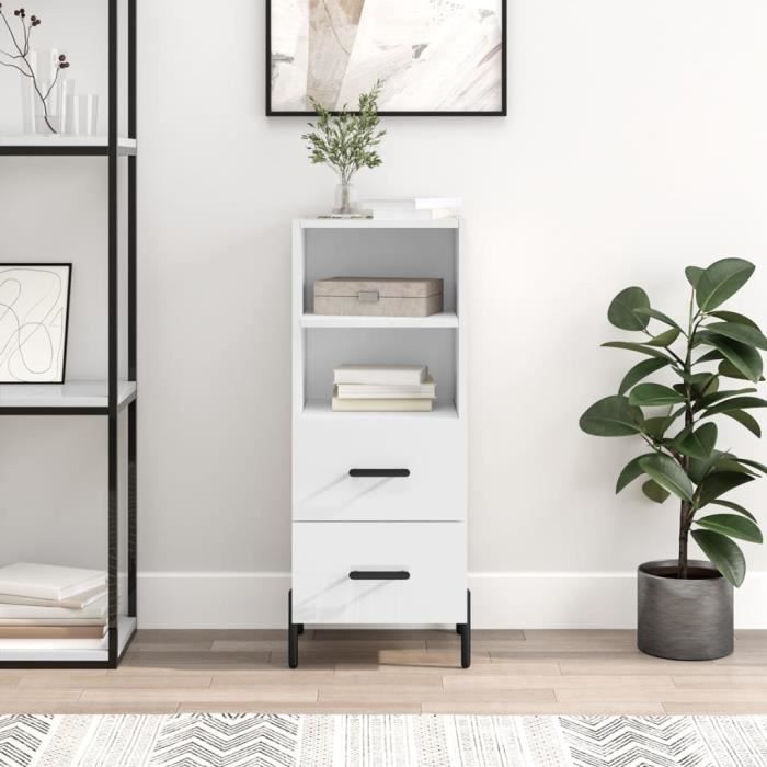 VidaXL Buffet Blanc brillant 34,5x34x90 cm Bois d'ingénierie 828678