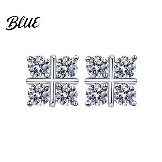 Ear Studs 1 Pair Stud Earrings Four-Leaf Clover Design Micro-Setting