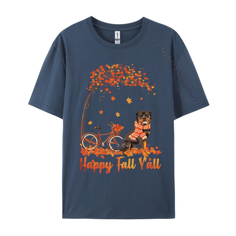 Rottweiler Dog Autumn Fall Pumpkin T-shirts Printed Regular T-shirt New Design Tee Tops Plain T Shirts Wholesale