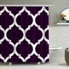 Purple White Moroccan Bath Shower Curtain With 3 Rings For Rod Holders Modern Home Decor Bathroom Liner (290X180Cm)
