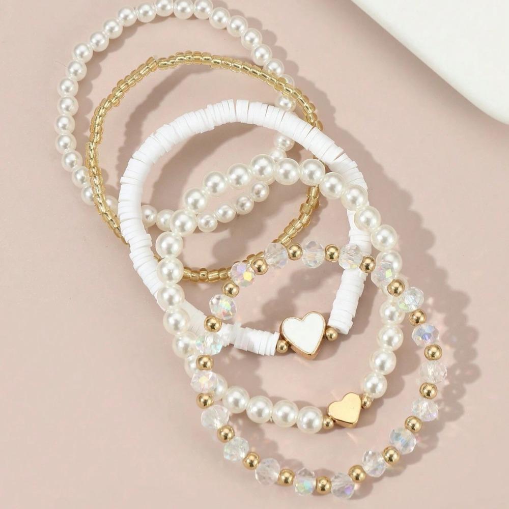 5 Stück Kinder Herz Armbänder Sets Prinzessin Mädchen Tochter Armband für Mädchen Geschenk Bunt Verträumt Mehrschichtig Perlen Schmuck Zubehör