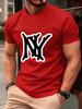 T-shirt Homme Simple Imprimés Logo NY Coton Été Doux Hauts Oversize Col Rond Manches Courtes T-shirt Confortable Vêtements Masculins Décontractés