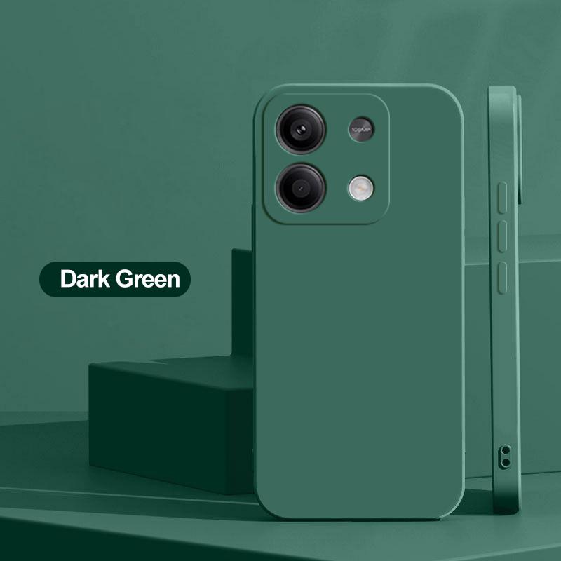 

Для квадратных жидких силиконовых чехлов для телефонов Xiaomi Redmi Note 13 14 Pro 5G противоударный задний чехол Redmi Note 13 Pro 4G темно-зеленого