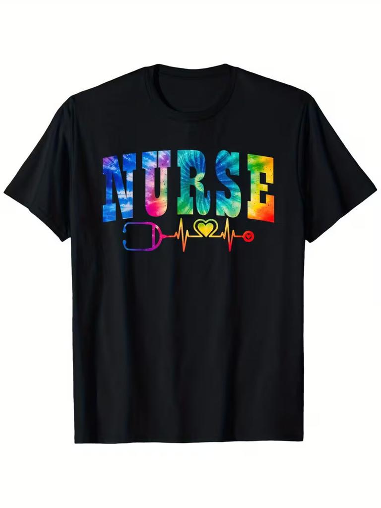 Nurse'S Life Tie Dye Heart Stethoscope Nurse Week 2023 T-Shirt - Easter, Valenti