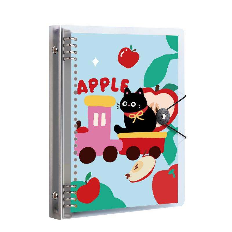Thickened Black Cat Fun Iron Hole Notebook - B5/A5 Loose-Leaf for Junior & High School Students