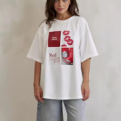 Evropské a Americké Horké Dívky Americký Design a Potisk Chic Bavlněné Krátký Rukáv High Street Retro Ins Tričko pro Ženy