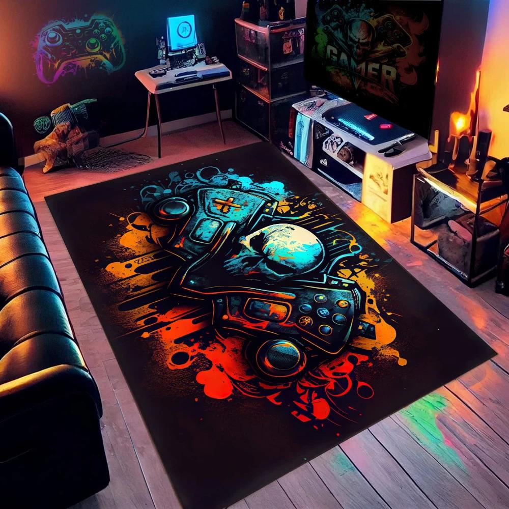 Tapete de Carpet de Controle de Jogo Caveira 3D para Decoração de Sala de Estar Tapete de Piso Antiderrapante para Decoração de Quarto de Homem Meninos Tapete de Boas-Vindas para Casa