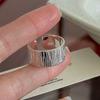 Bague BF CLUB en Argent Sterling 925 pour Femmes Géométrique Simple Irrégulier Fait Main Rétro Anneau Large à Bande Allergie Pour Cadeau d'Anniversaire
