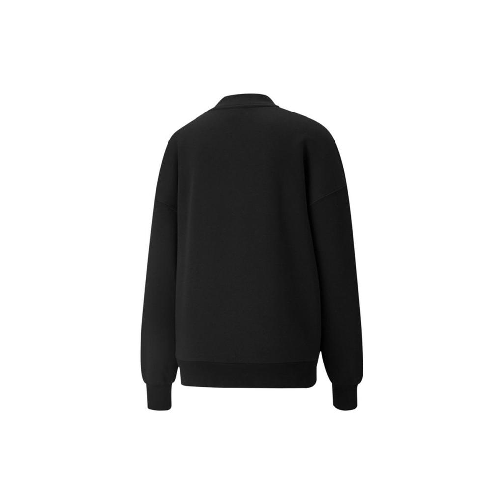 Puma Wellness Club Crew Embroidered Logo Fleece Sweatshirt Women Sweatshirt Black 534398-01