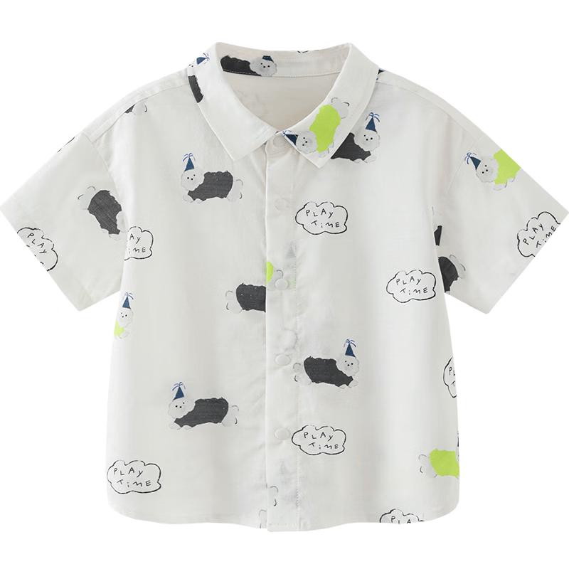 Minibala Boys' Summer Cotton Blend Short Sleeve Shirt